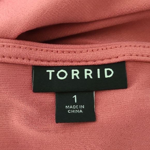 TORRID Pink Short Sleeve Surplice Neckline Wrap Blouse - Size 1 (US size 1X) - Picture 10 of 13
